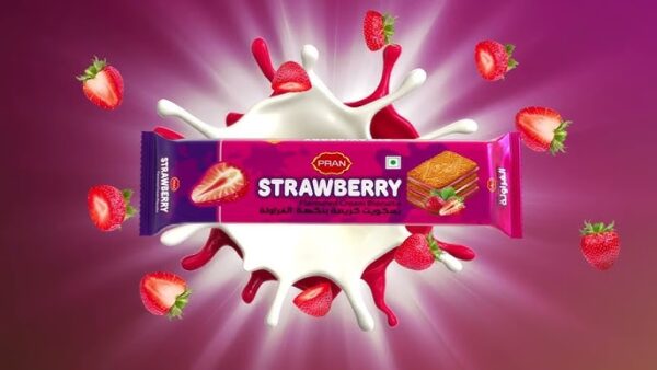 PRAN STRAWBERRY CREAM BISCUITS 90G